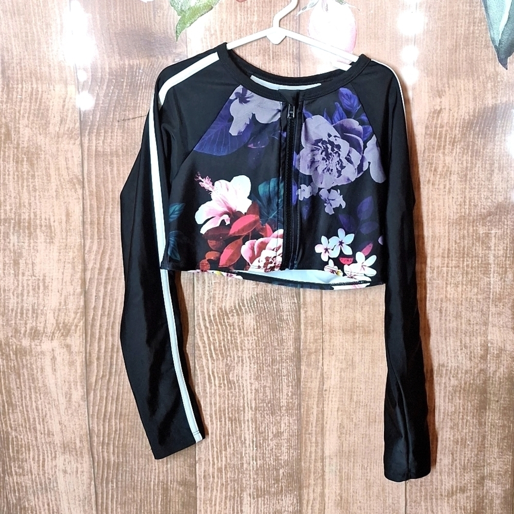 Girls 10/12 CROPPED JACKET FLORAL PRINT UP JACKET